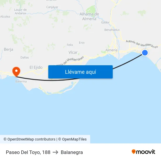 Paseo Del Toyo, 188 to Balanegra map