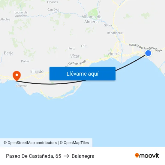 Paseo De Castañeda, 65 to Balanegra map