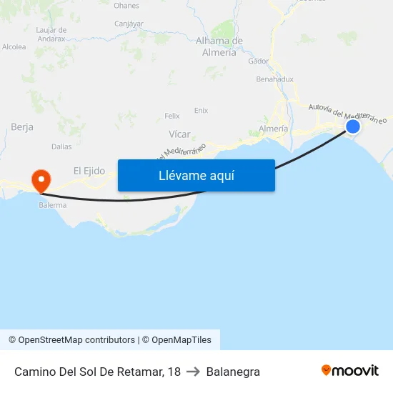 Camino Del Sol De Retamar, 18 to Balanegra map
