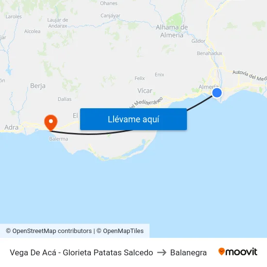 Vega De Acá - Glorieta Patatas Salcedo to Balanegra map