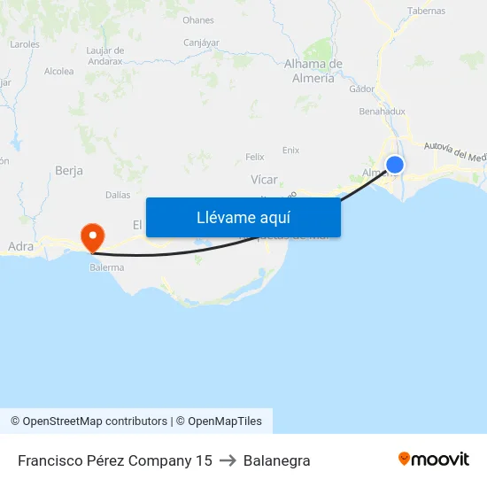 Francisco Pérez Company 15 to Balanegra map