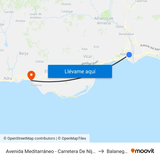 Avenida Meditarráneo - Carretera De Níjar to Balanegra map