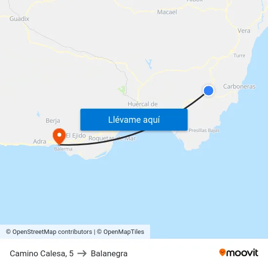 Camino Calesa, 5 to Balanegra map