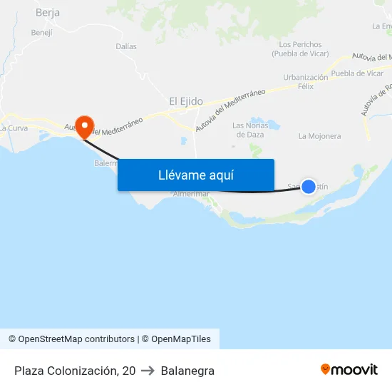 Plaza Colonización, 20 to Balanegra map