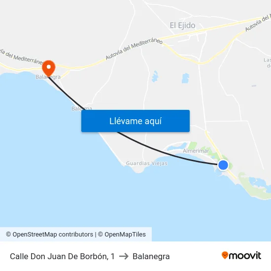 Calle Don Juan De Borbón, 1 to Balanegra map