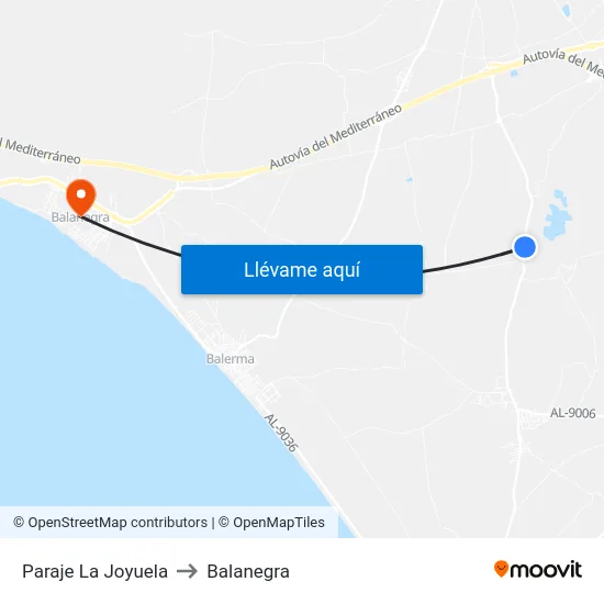 Paraje La Joyuela to Balanegra map