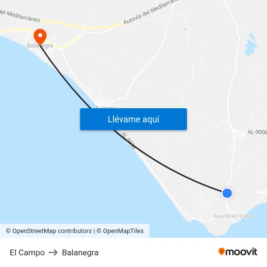 El Campo to Balanegra map