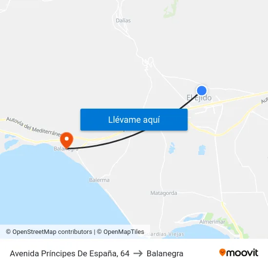 Avenida Príncipes De España, 64 to Balanegra map
