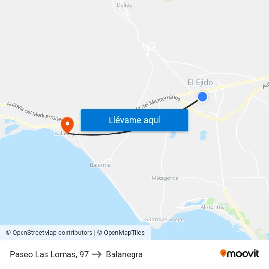 Paseo Las Lomas, 97 to Balanegra map