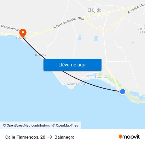 Calle Flamencos, 28 to Balanegra map