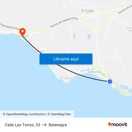 Calle Las Torres, 33 to Balanegra map