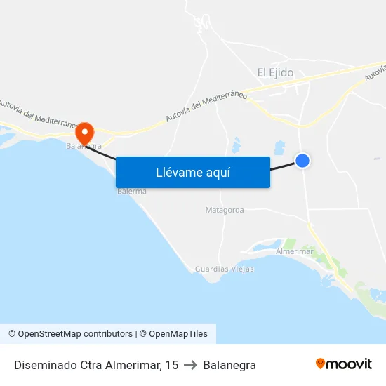 Diseminado Ctra Almerimar, 15 to Balanegra map