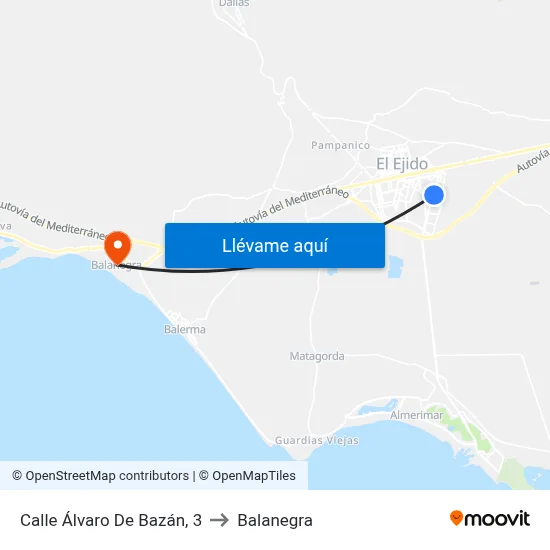 Calle Álvaro De Bazán, 3 to Balanegra map