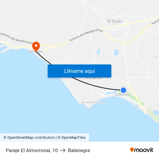 Paraje El Almorronal, 10 to Balanegra map