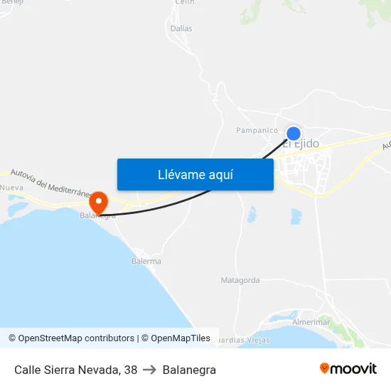 Calle Sierra Nevada, 38 to Balanegra map