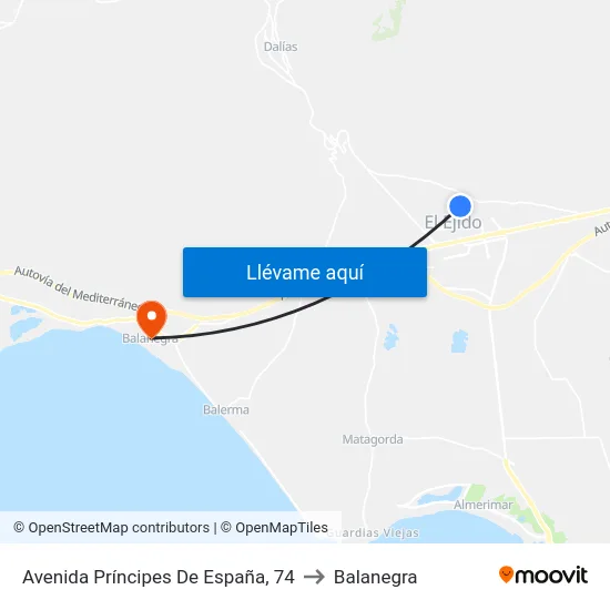 Avenida Príncipes De España, 74 to Balanegra map