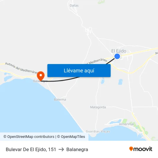 Bulevar De El Ejido, 151 to Balanegra map