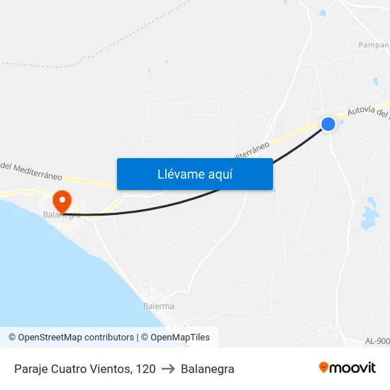 Paraje Cuatro Vientos, 120 to Balanegra map