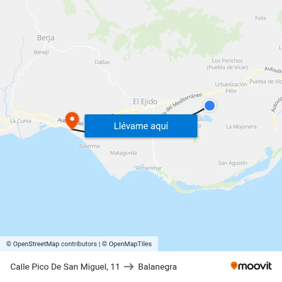 Calle Pico De San Miguel, 11 to Balanegra map