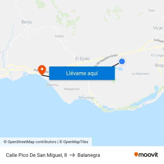 Calle Pico De San Miguel, 8 to Balanegra map