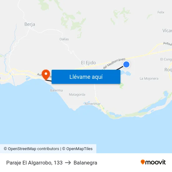 Paraje El Algarrobo, 133 to Balanegra map