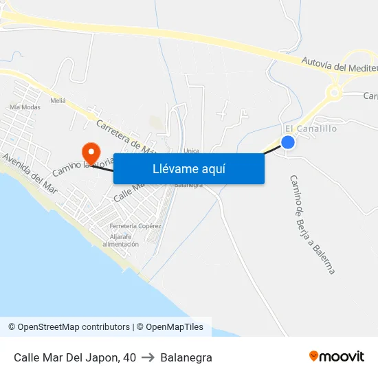 Calle Mar Del Japon, 40 to Balanegra map