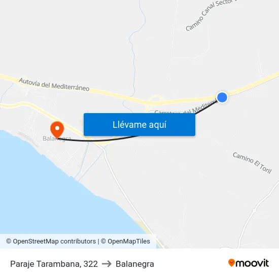 Paraje Tarambana, 322 to Balanegra map