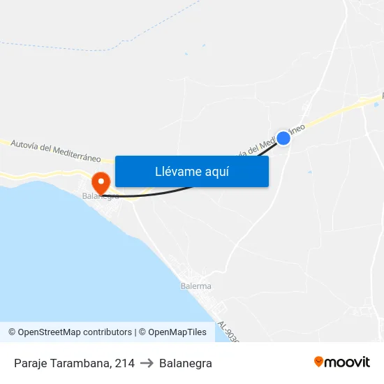 Paraje Tarambana, 214 to Balanegra map