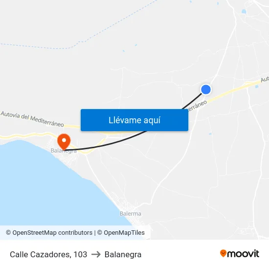 Calle Cazadores, 103 to Balanegra map
