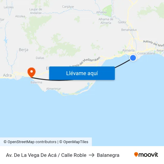 Av. De La Vega De Acá / Calle Roble to Balanegra map