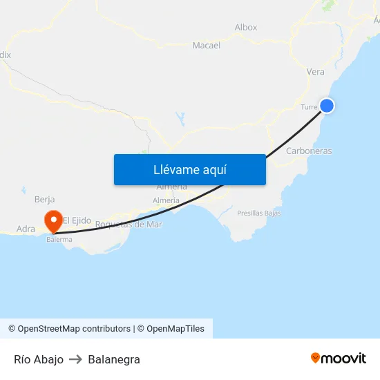 Río Abajo to Balanegra map