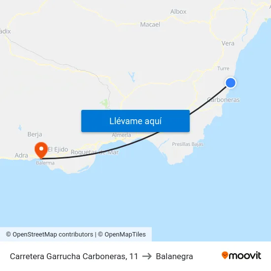 Carretera Garrucha Carboneras, 11 to Balanegra map