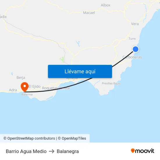 Barrio Agua Medio to Balanegra map