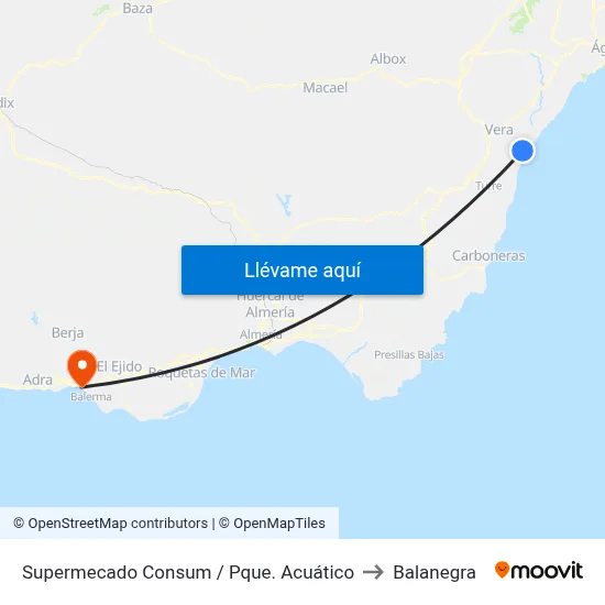 Supermecado Consum / Pque. Acuático to Balanegra map