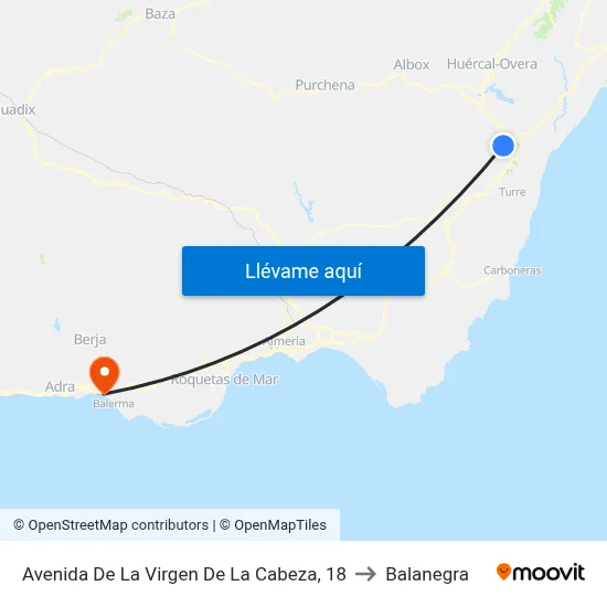 Avenida De La Virgen De La Cabeza, 18 to Balanegra map