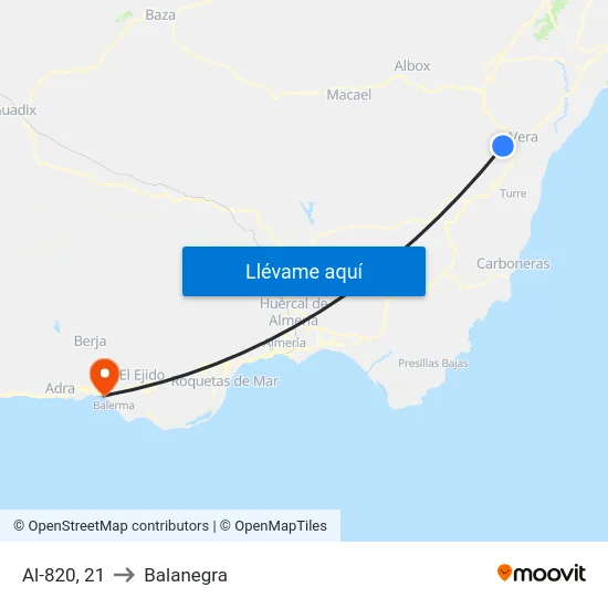 Al-820, 21 to Balanegra map