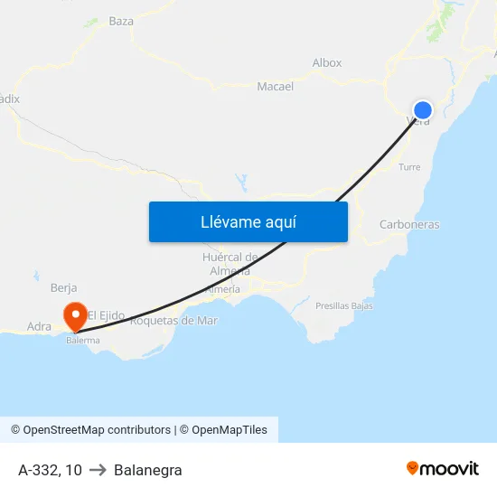 A-332, 10 to Balanegra map