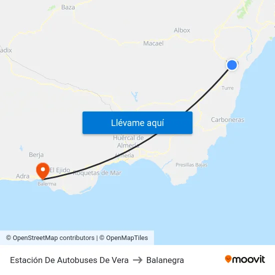 Estación De Autobuses De Vera to Balanegra map