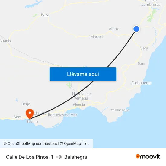 Calle De Los Pinos, 1 to Balanegra map