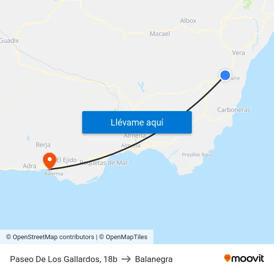 Paseo De Los Gallardos, 18b to Balanegra map