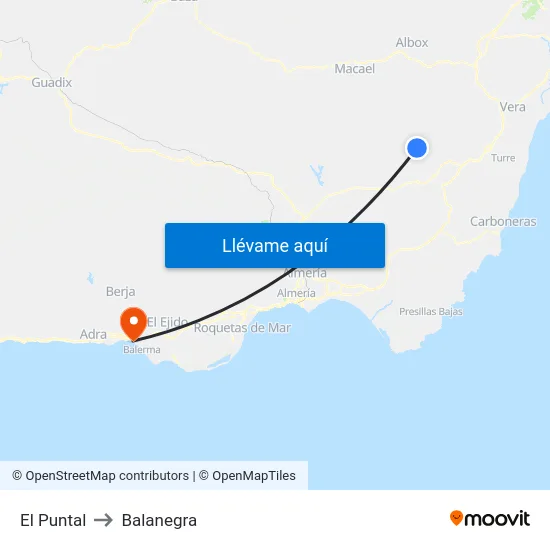 El Puntal to Balanegra map