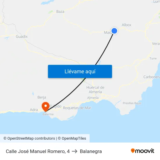 Calle José Manuel Romero, 4 to Balanegra map