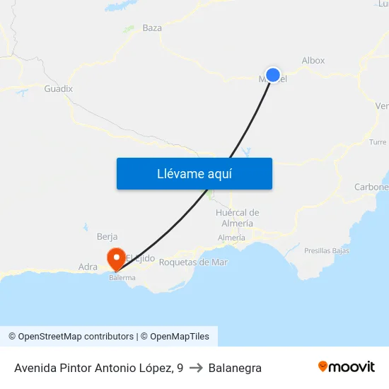 Avenida Pintor Antonio López, 9 to Balanegra map
