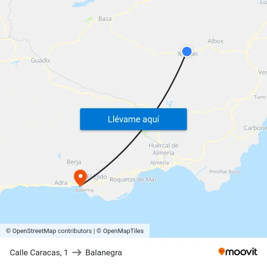Calle Caracas, 1 to Balanegra map
