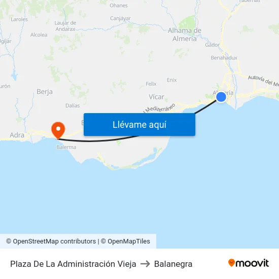 Plaza De La Administración Vieja to Balanegra map
