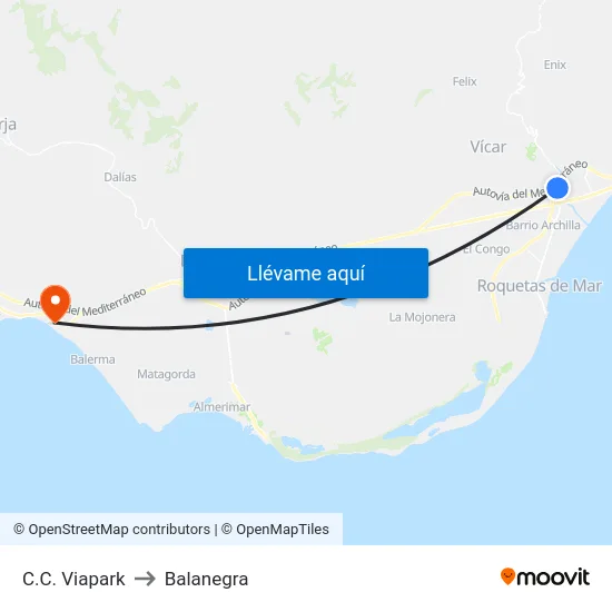 C.C. Viapark to Balanegra map