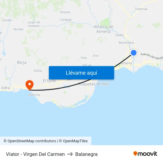 Viator - Virgen Del Carmen to Balanegra map