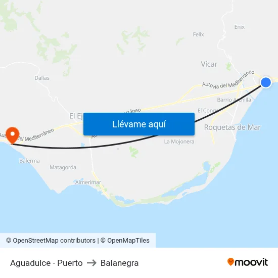 Aguadulce - Puerto to Balanegra map