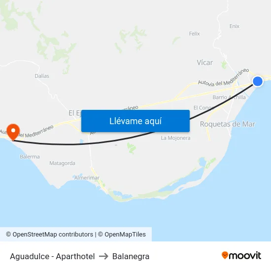 Aguadulce - Aparthotel to Balanegra map