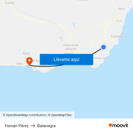 Fernán Pérez to Balanegra map